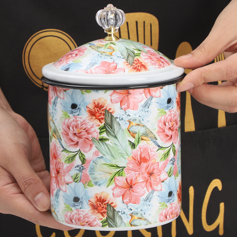 Xl Food Storage Containers With Lids - Enamel Storage Jar with Lid Retro