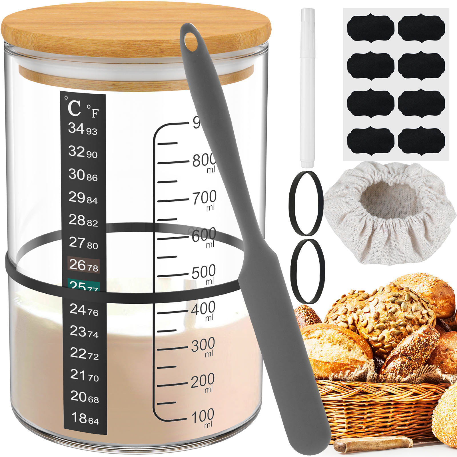 Food Storage On Table - Sourdough Starter Jar Kit Sourdough Starter