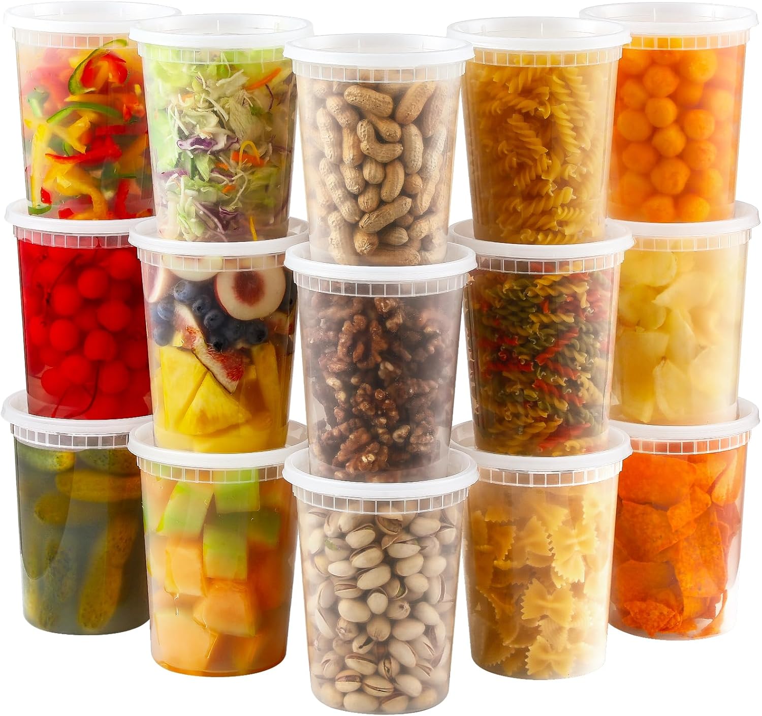 Food Storage Containers Set - 20 Sets 32 oz Airtight Plastic