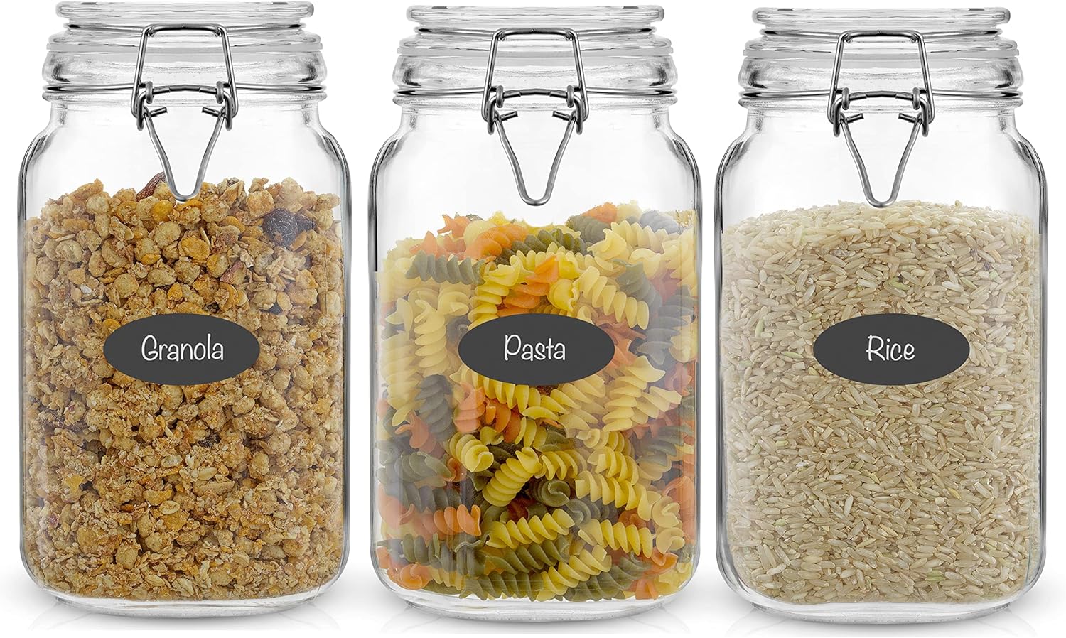 Food Storage Containers Set - Airtight Glass Jars with Lids Set