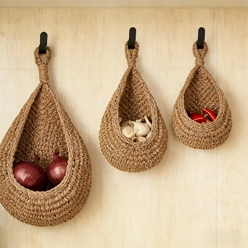 Linen Macrame Baskets 3pcs Boh - Food Storage Plants のレビューと価格