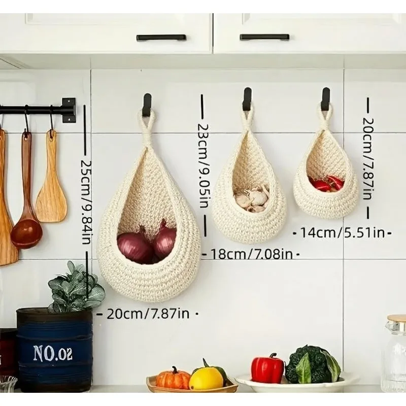 Linen Macrame Baskets 3pcs Boh - Food Storage Plants のレビューと価格