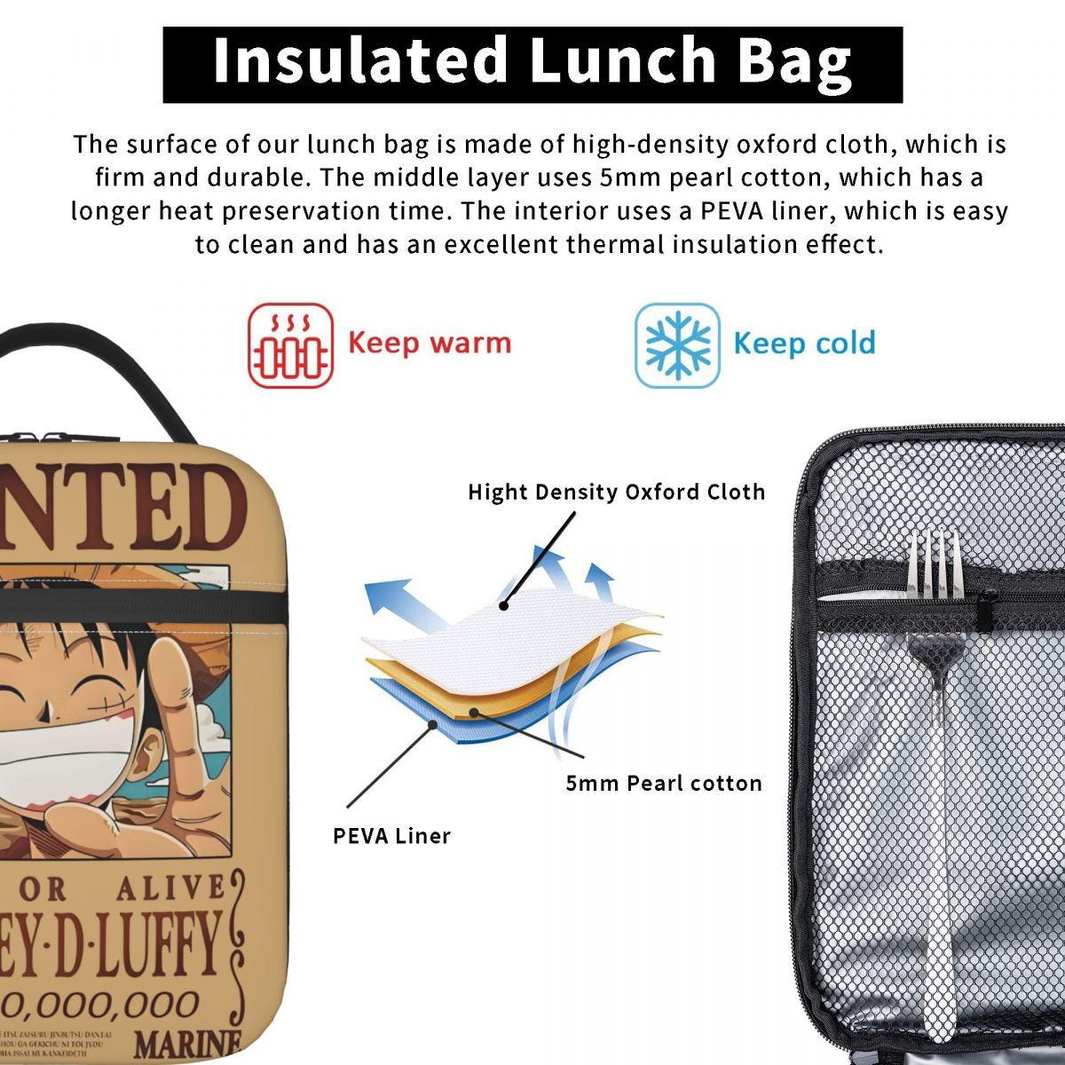 Custom Cartoon L-Luffy Wanted  - Food Storage Warmer のレビューと価格
