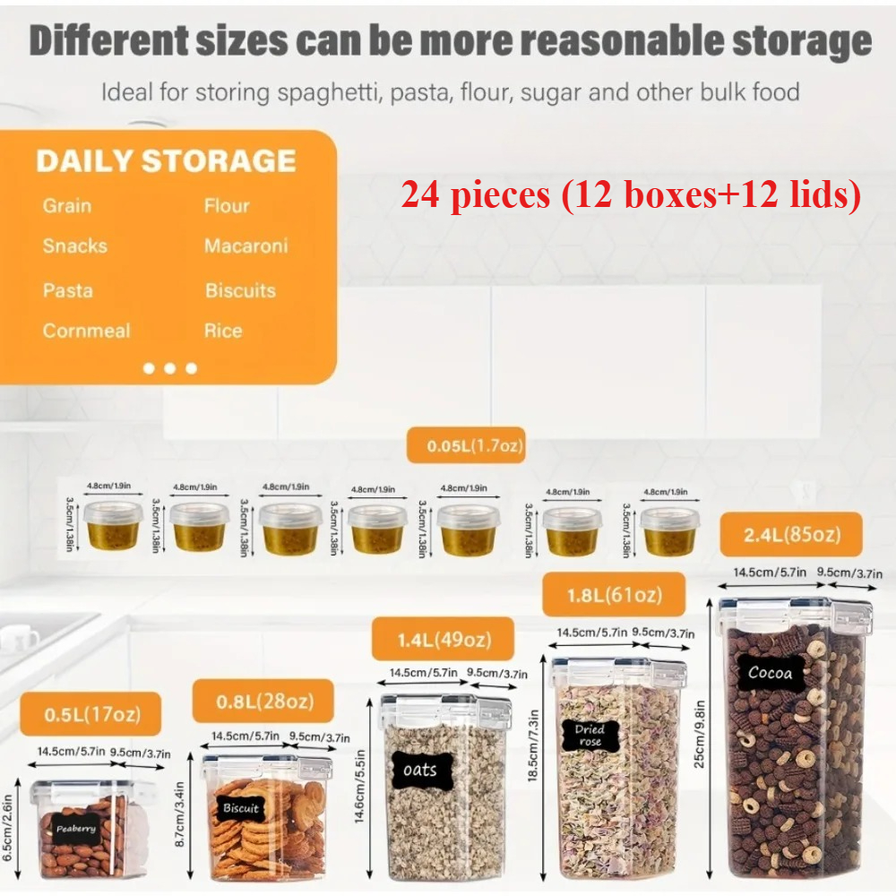 24Pcs Food Storage Containers  - Food Storage On Table のレビューと価格
