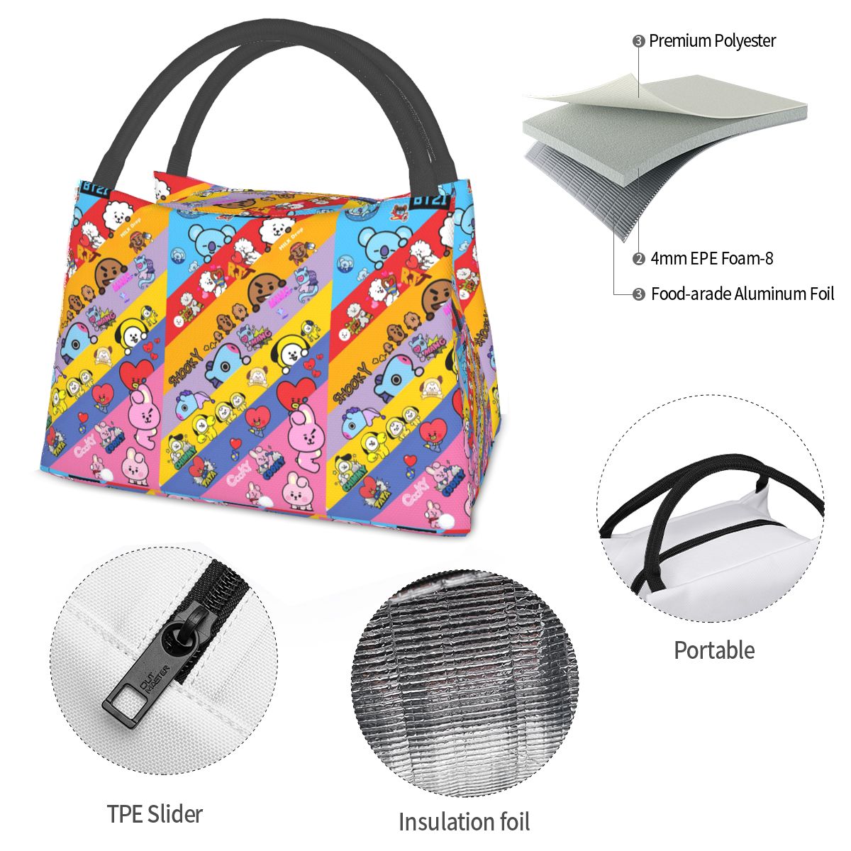 Cute Cartoon BT21 Insulated Lu - Food Storage In Cooler のレビューと価格