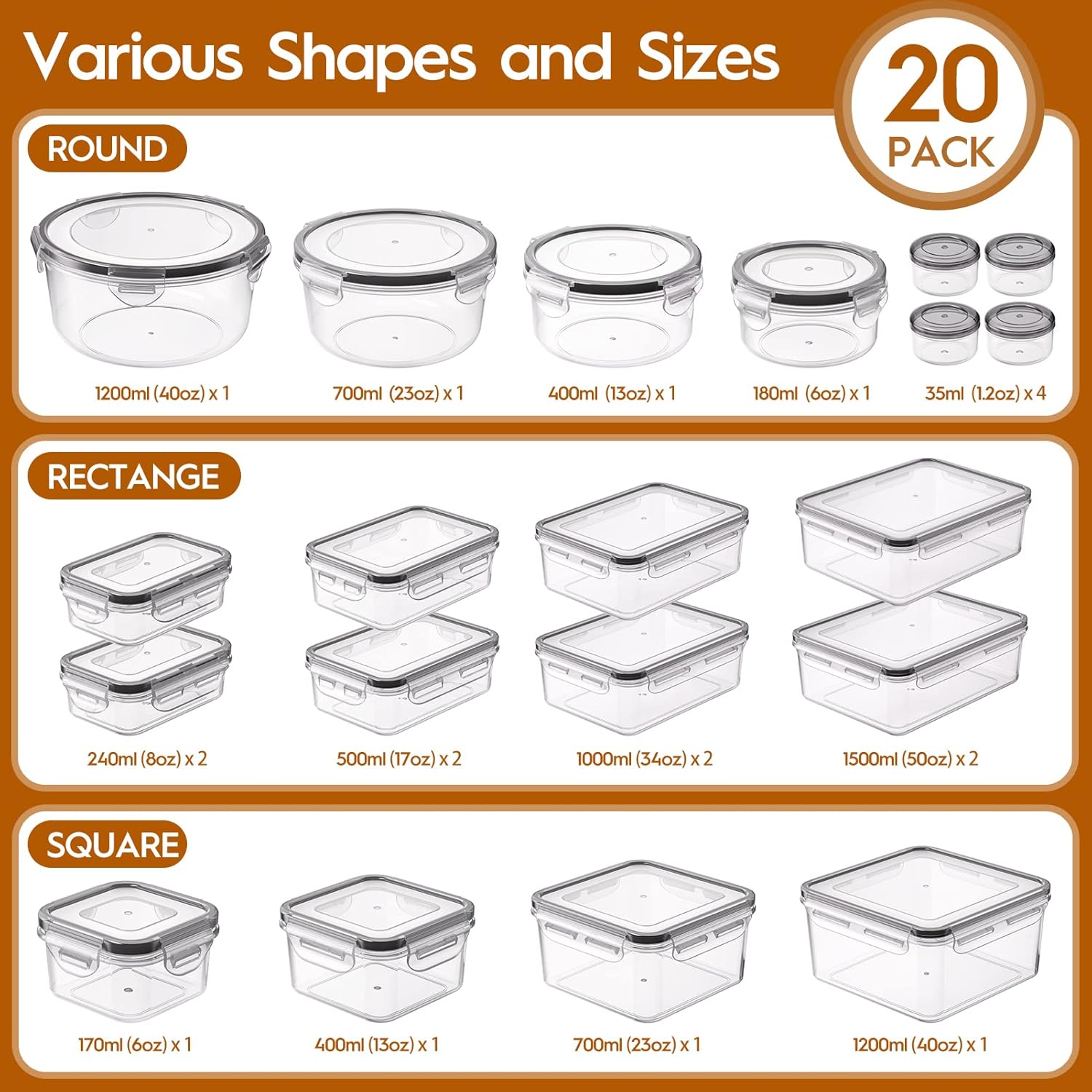 40-Piece Airtight Food Storage - Food Storage Containers Set のレビューと価格