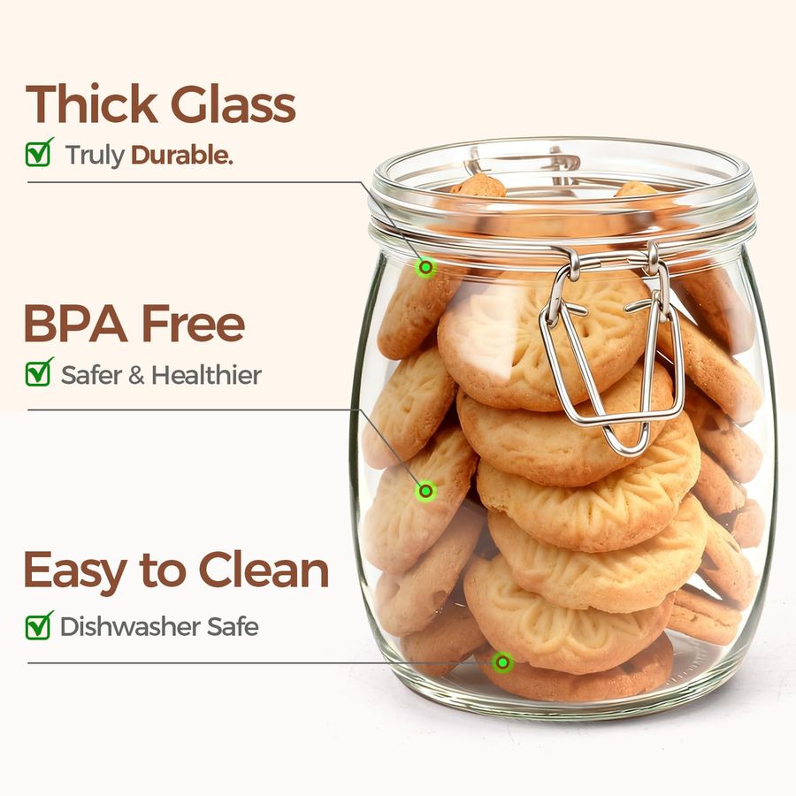 25oz Airtight Glass Canisters  - Food Storage Containers Set のレビューと価格