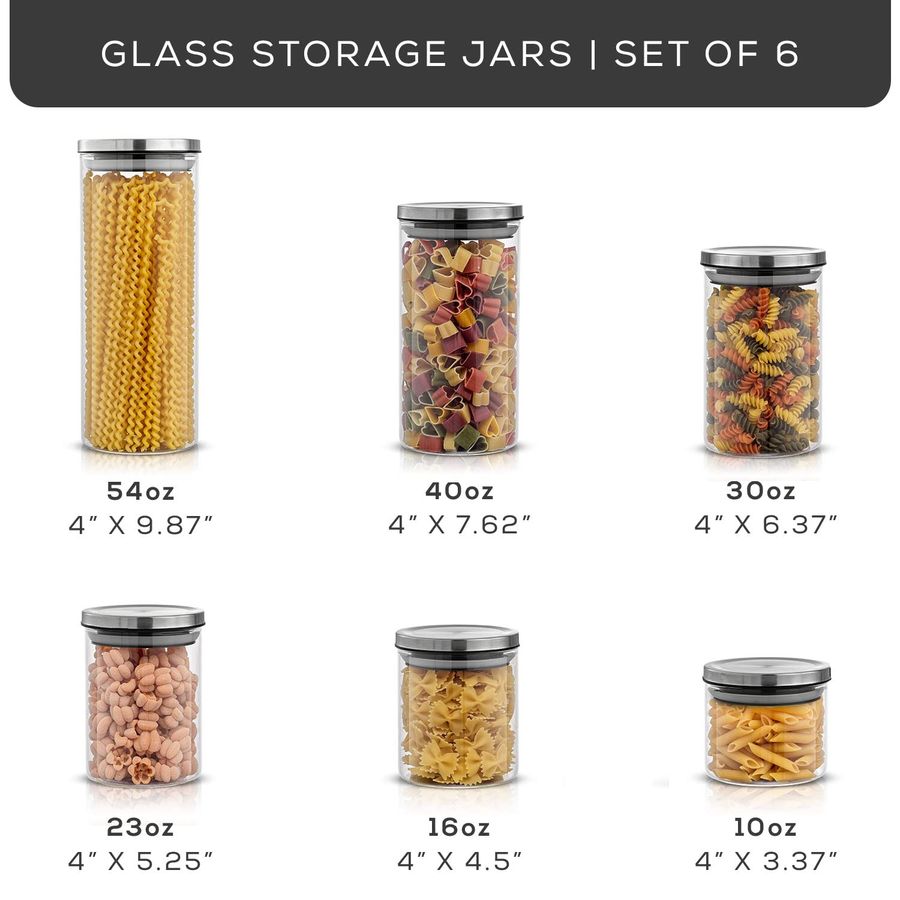 Kitchen Canister Set. 6 Glass  - Food Storage Containers Set のレビューと価格