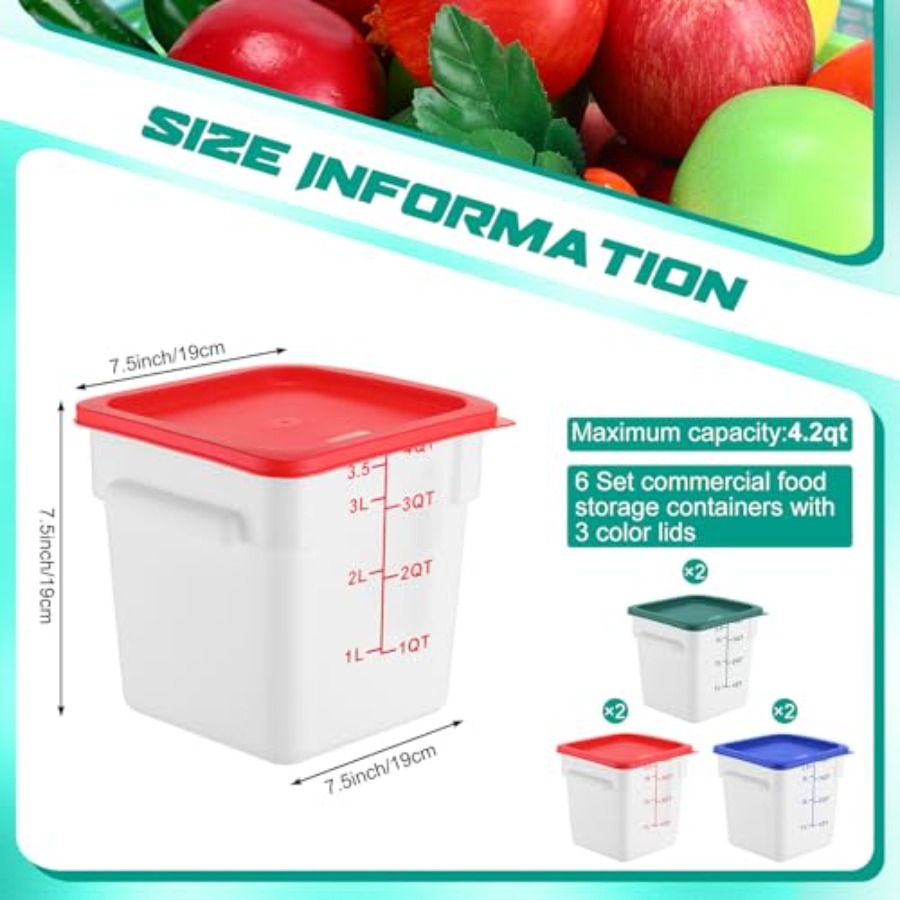 6 Pieces 4 Quart Commercial Fo - Food Storage Quart Containers のレビューと価格