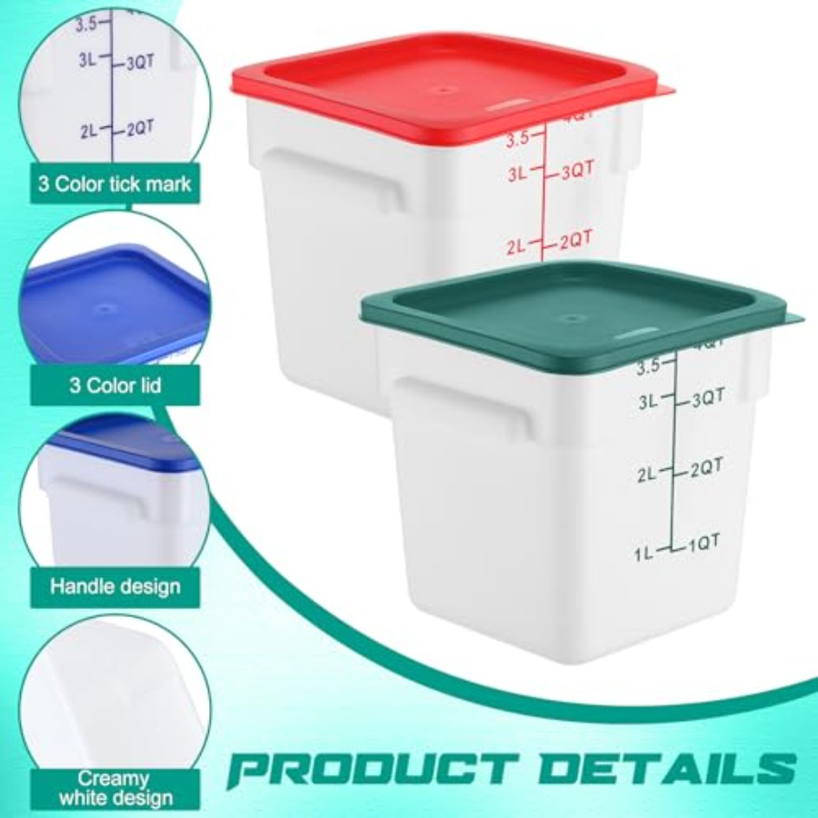 6 Pieces 4 Quart Commercial Fo - Food Storage Quart Containers のレビューと価格