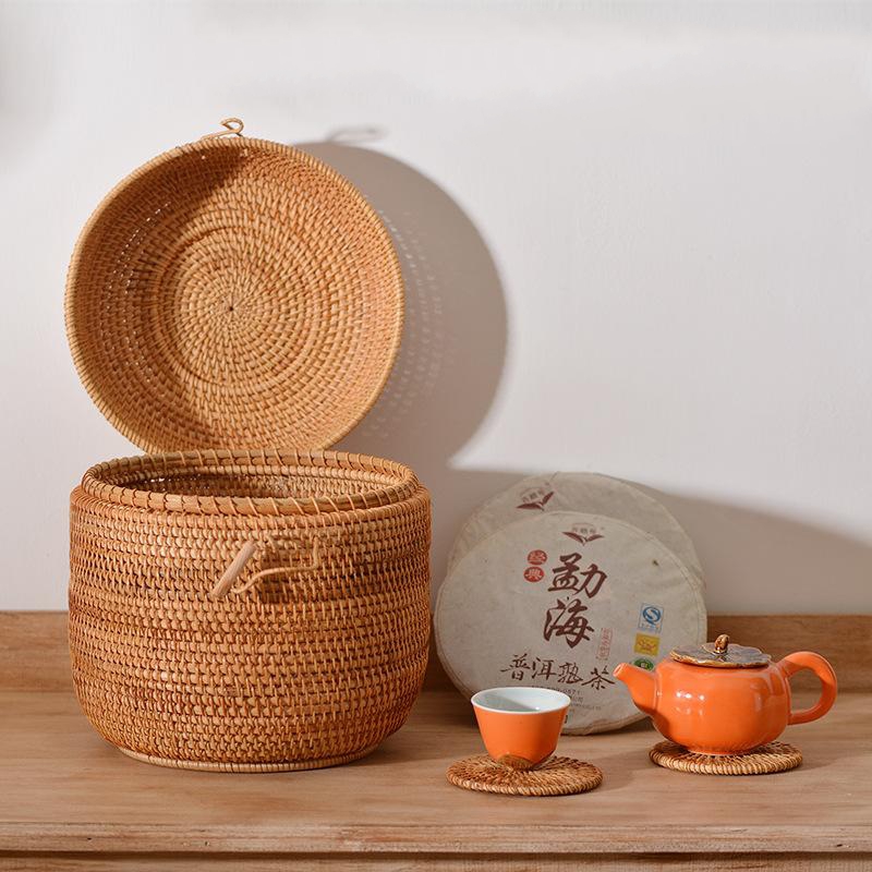 Handwoven Rattan Tea Storage B - Food Storage On Table のレビューと価格