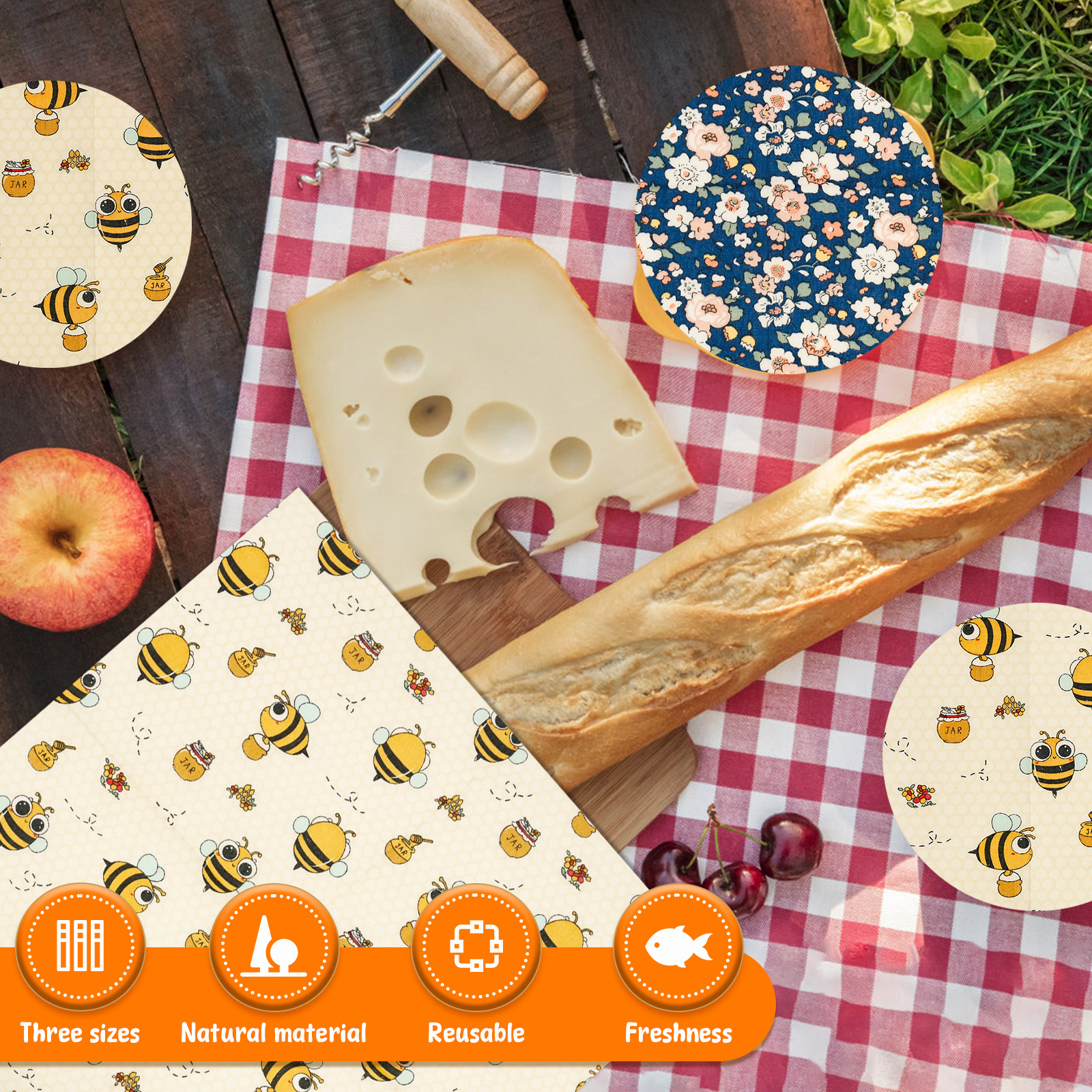 9Pcs Beeswax Food Wraps 3 Size - Beeswax Food Wrap のレビューと価格