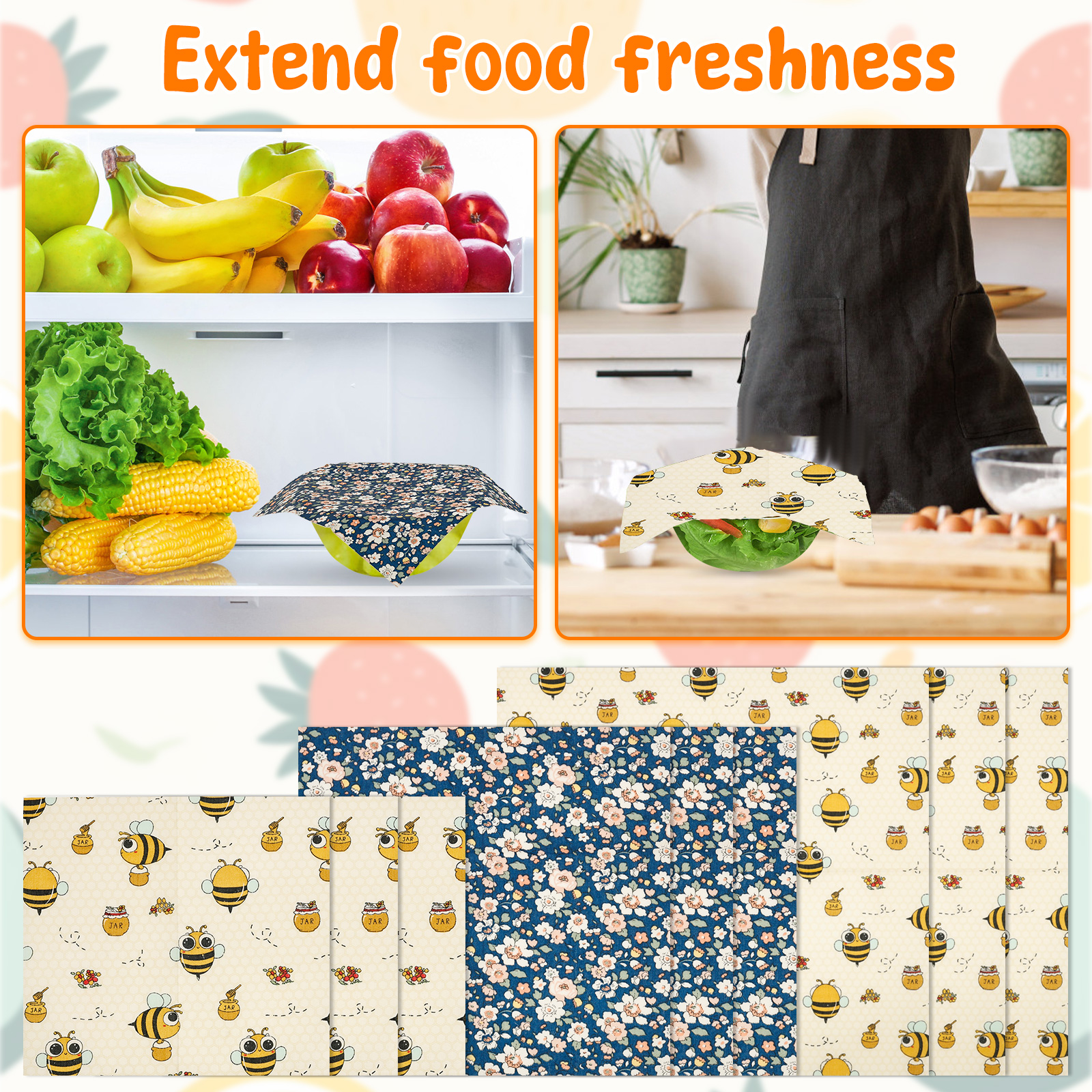 9Pcs Beeswax Food Wraps 3 Size - Beeswax Food Wrap のレビューと価格