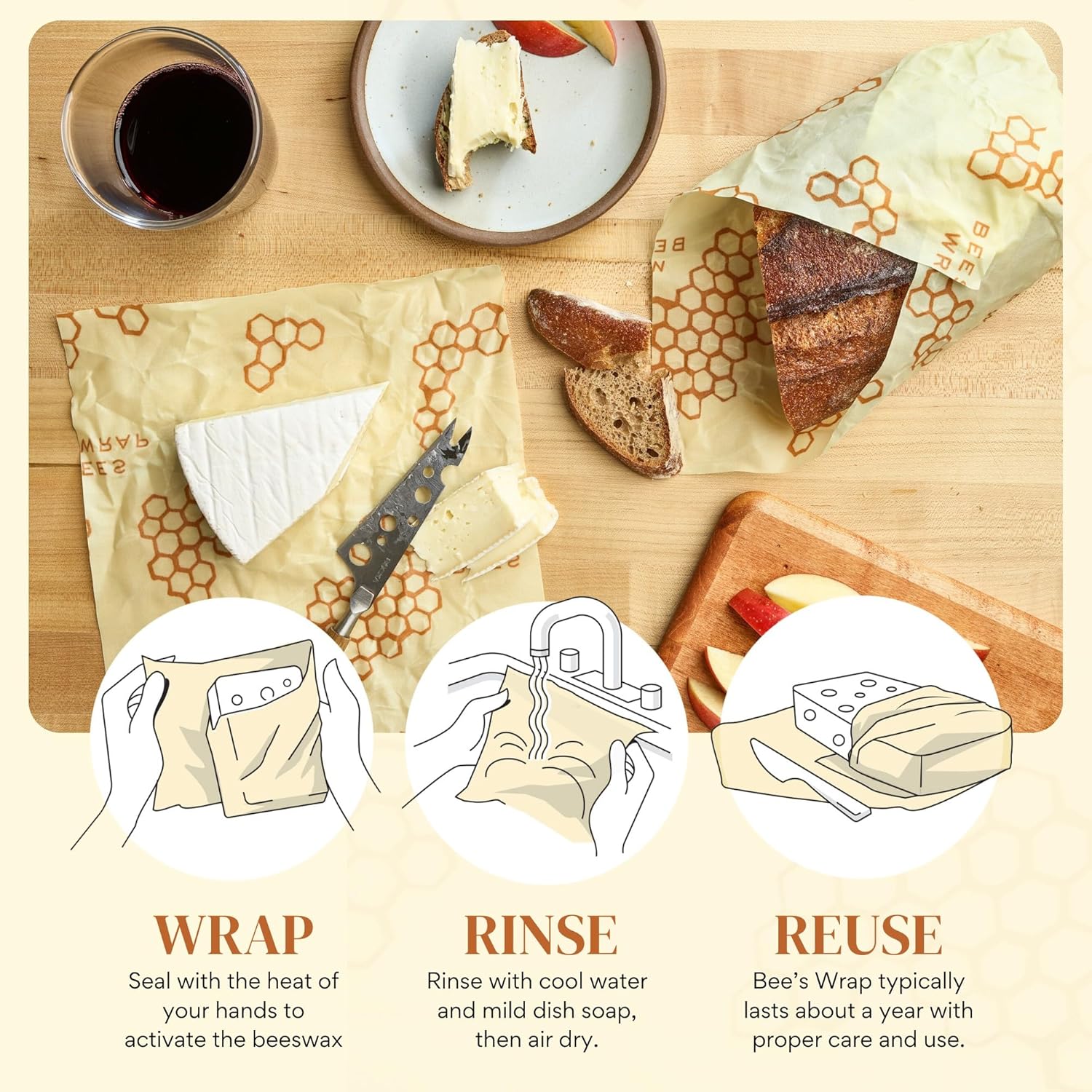 Reusable Beeswax Bread Wrap -  - Beeswax Food Wrap のレビューと価格