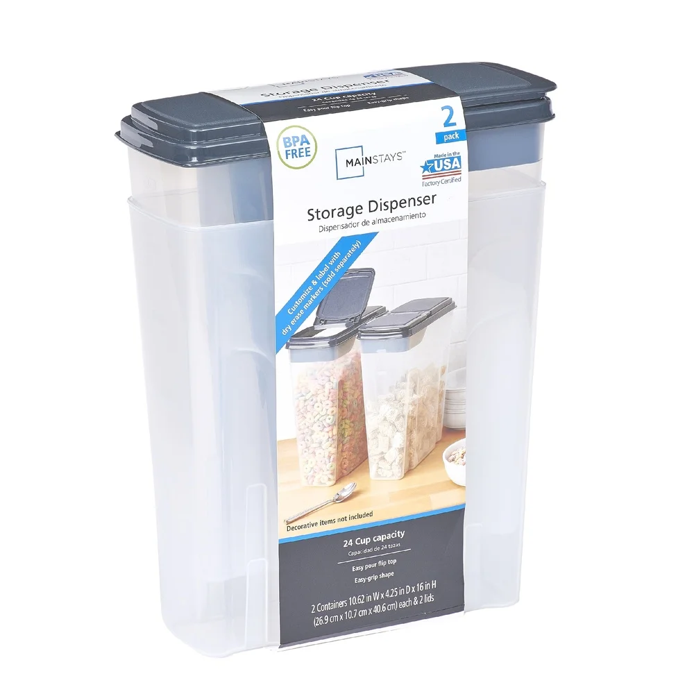 2-Pack Plastic Cereal Dispense - Food Storage Quart Containers のレビューと価格