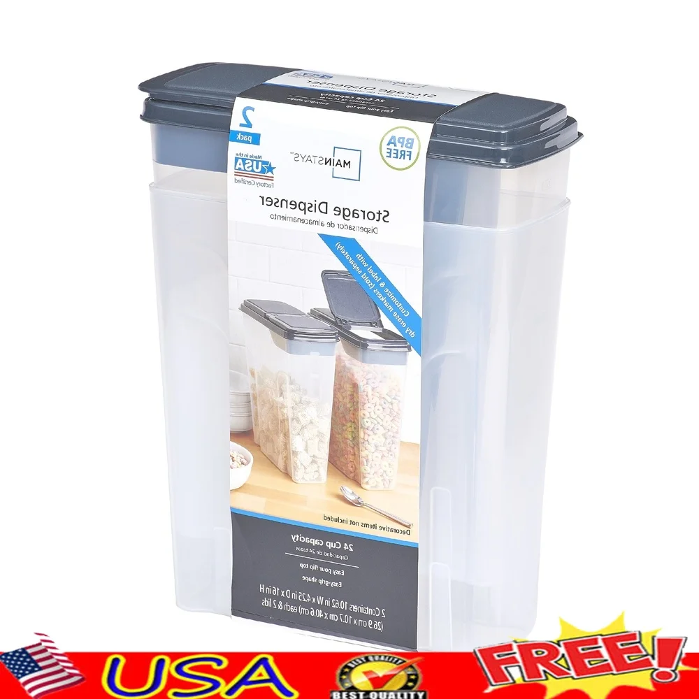 2-Pack Plastic Cereal Dispense - Food Storage Quart Containers のレビューと価格