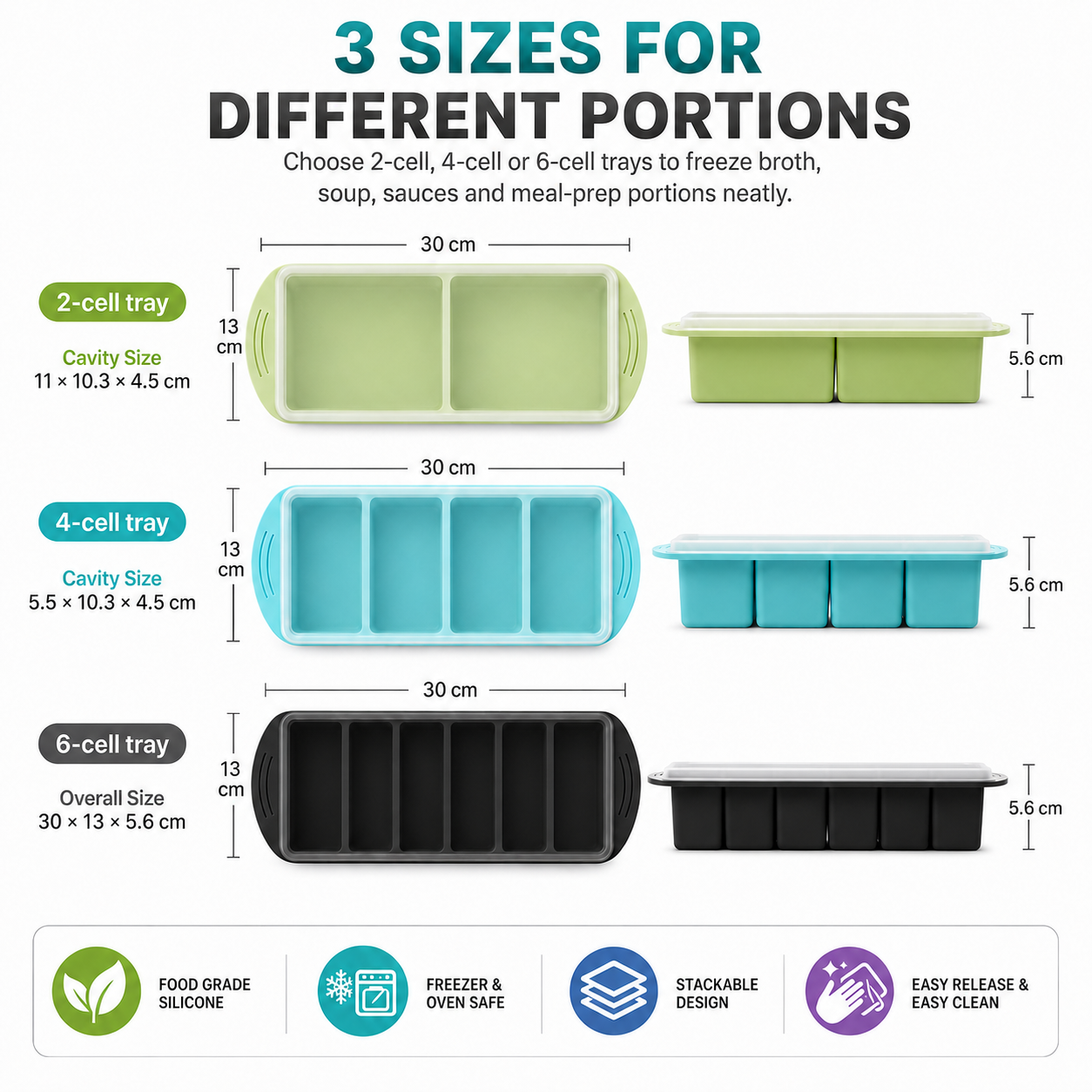 3 Pack Silicone Freezer Trays  - Xl Food Storage Containers With Lids のレビューと価格