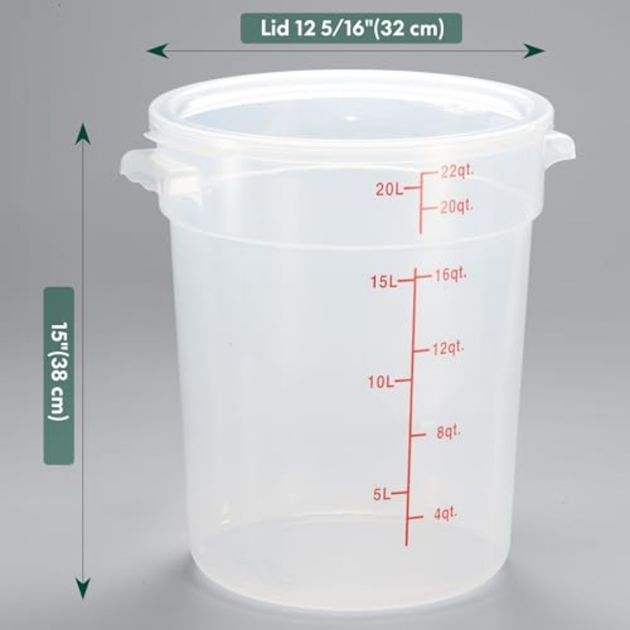 22 Quart Translucent Round Foo - Food Storage Quart Containers のレビューと価格