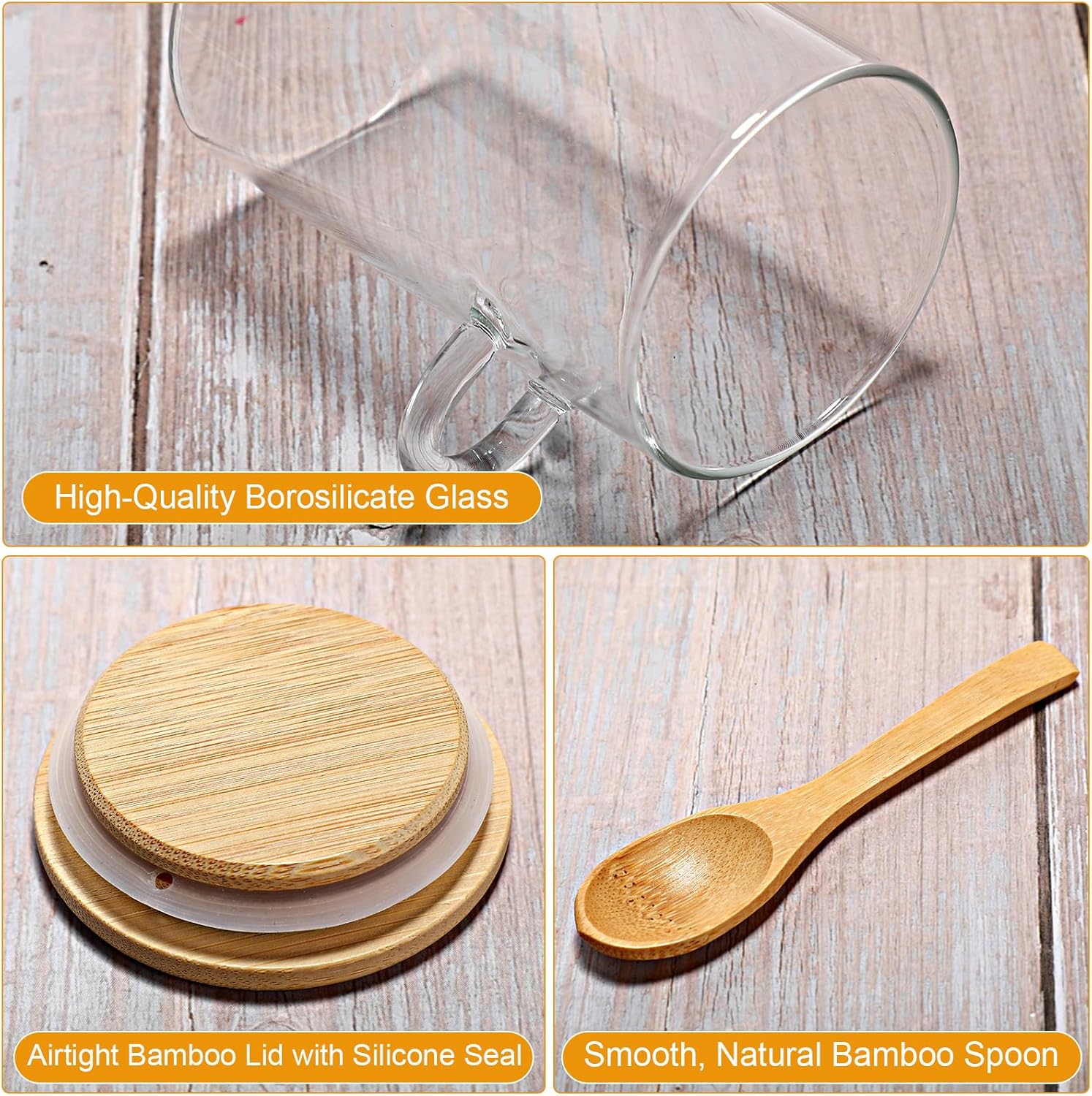 10 Pack Glass Jars with Bamboo - Food Storage Containers Set のレビューと価格