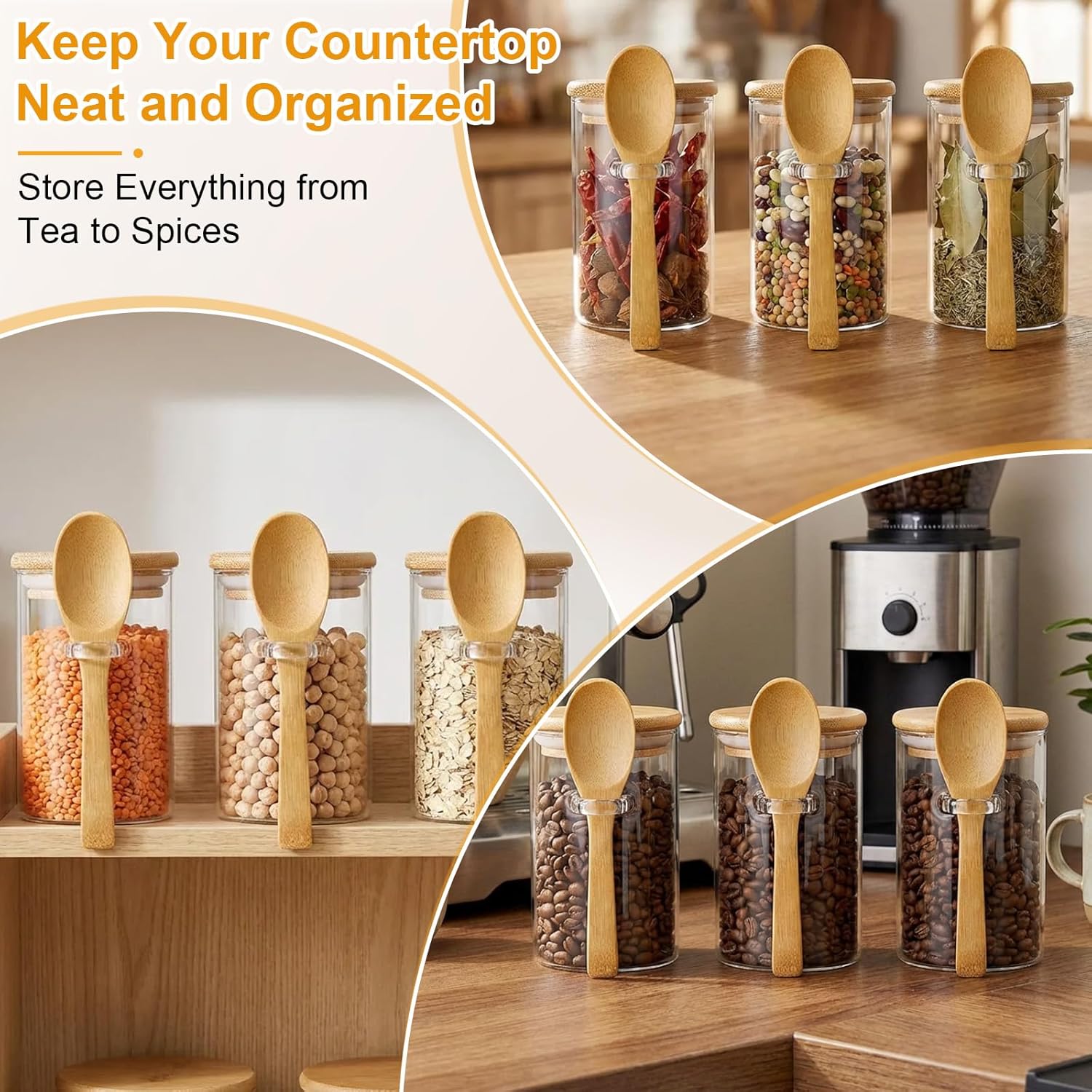 10 Pack Glass Jars with Bamboo - Food Storage Containers Set のレビューと価格