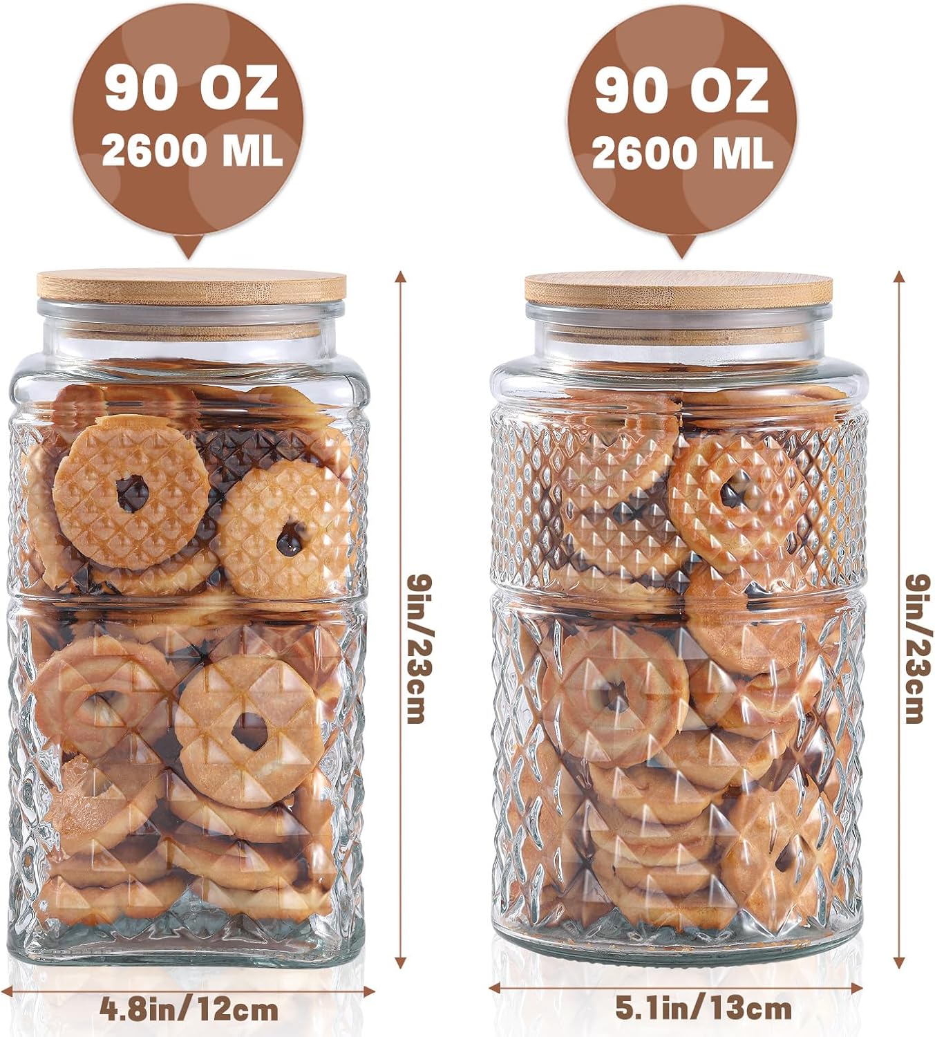 0.7Gallon/2600ml Glass Cookie  - Food Storage Containers Set のレビューと価格