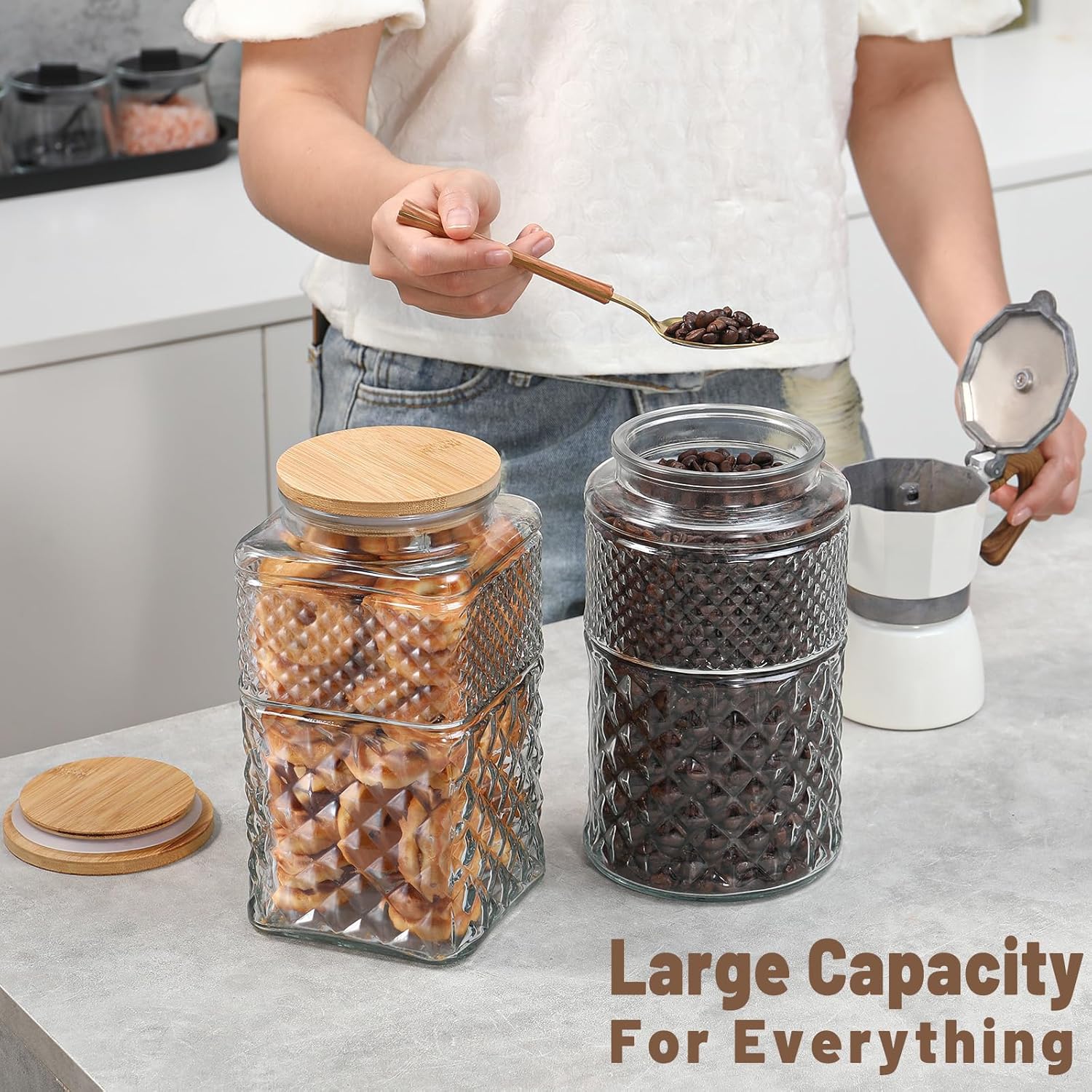 0.7Gallon/2600ml Glass Cookie  - Food Storage Containers Set のレビューと価格