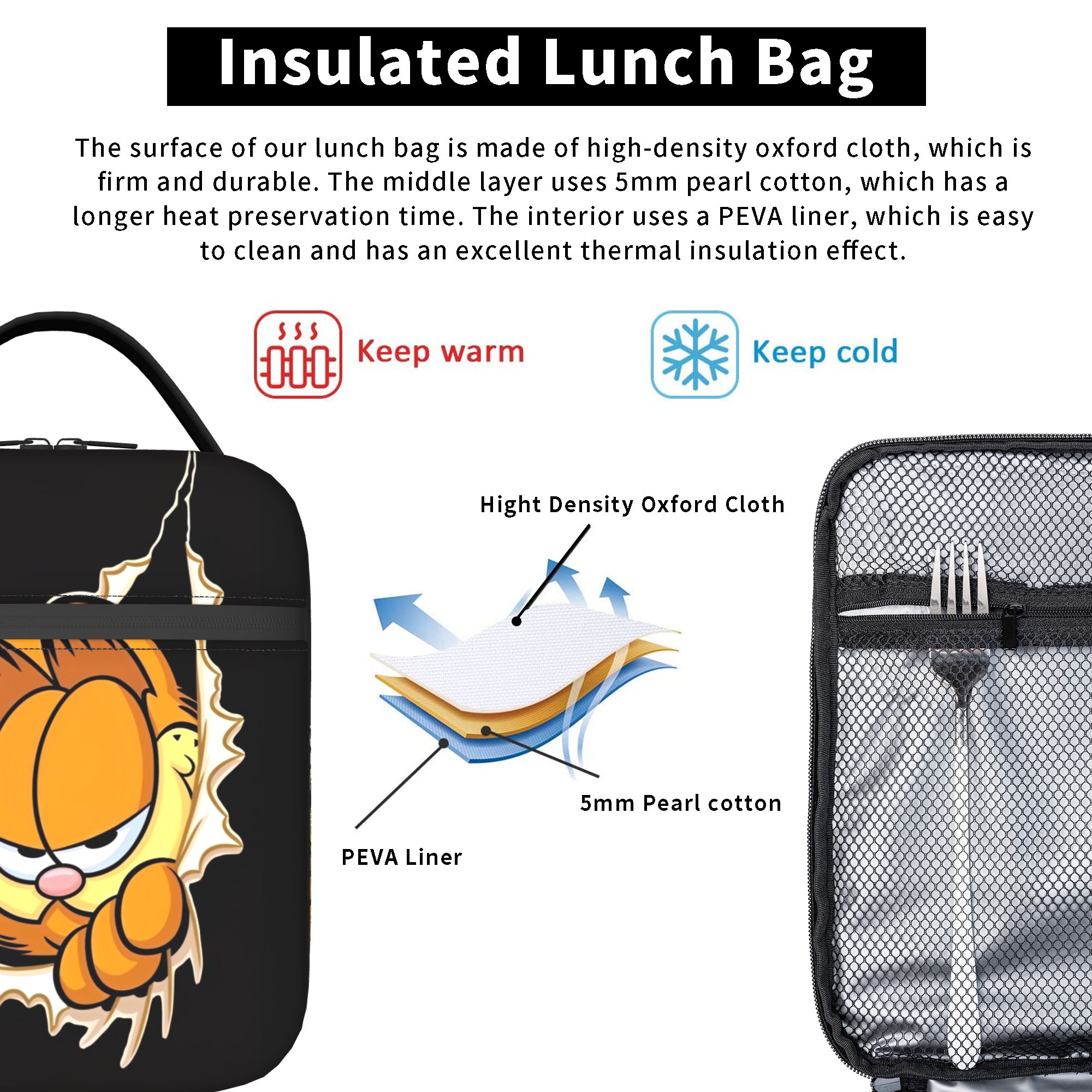 Garfielded Insulated Lunch Bag - Food Storage In Cooler のレビューと価格