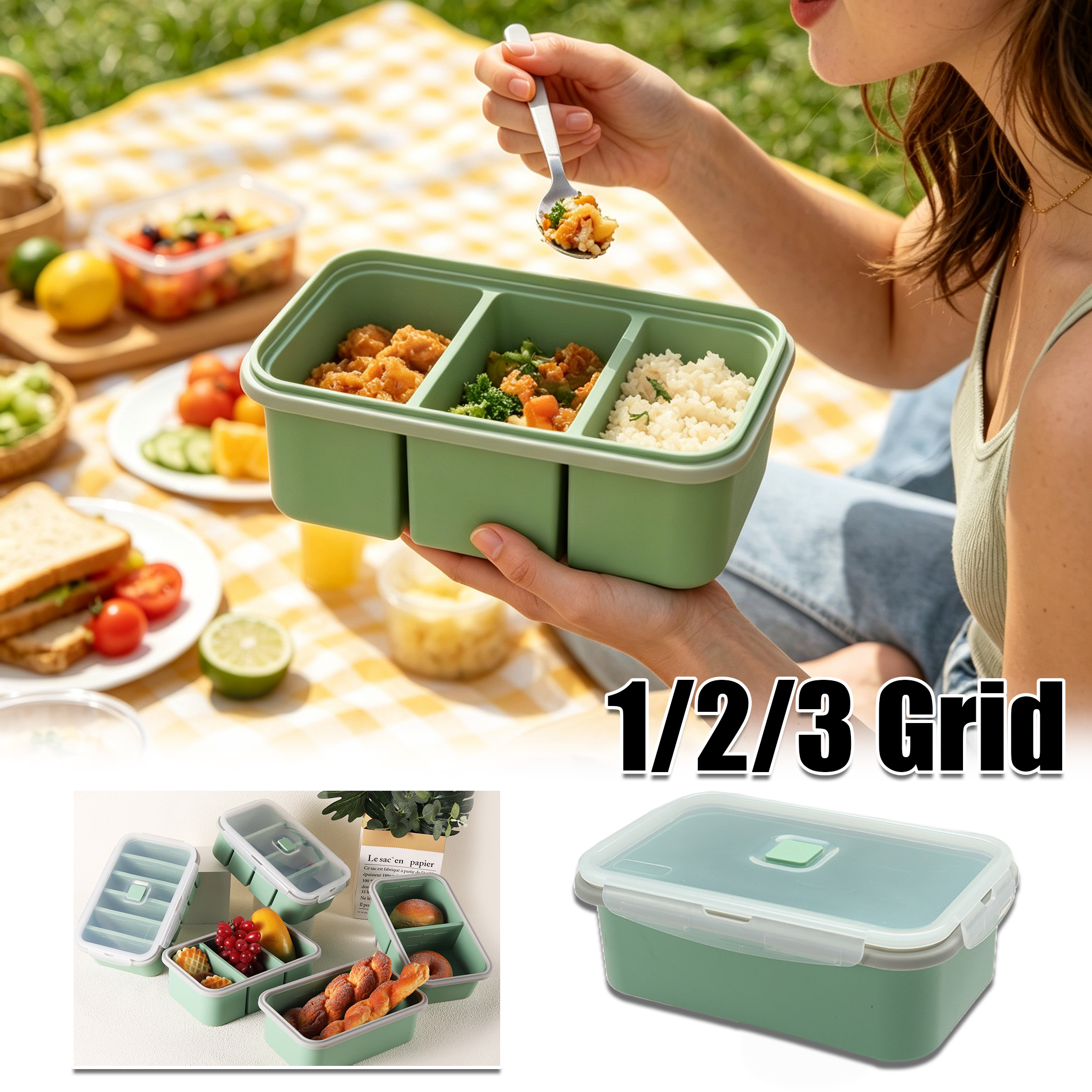 Reusable Large Divided Silicon - Food Storage Box Large のレビューと価格