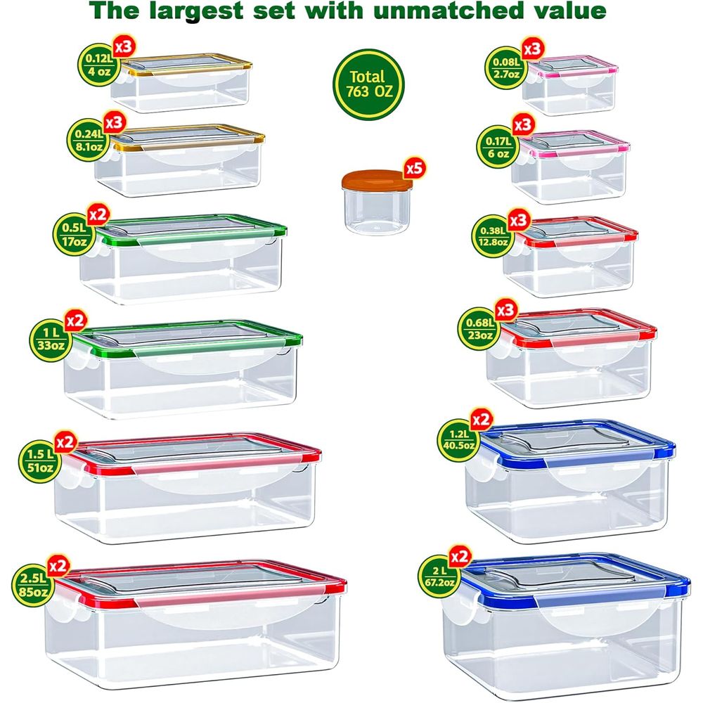 70 Pcs Large Food Storage Cont - Food Storage Containers Set のレビューと価格