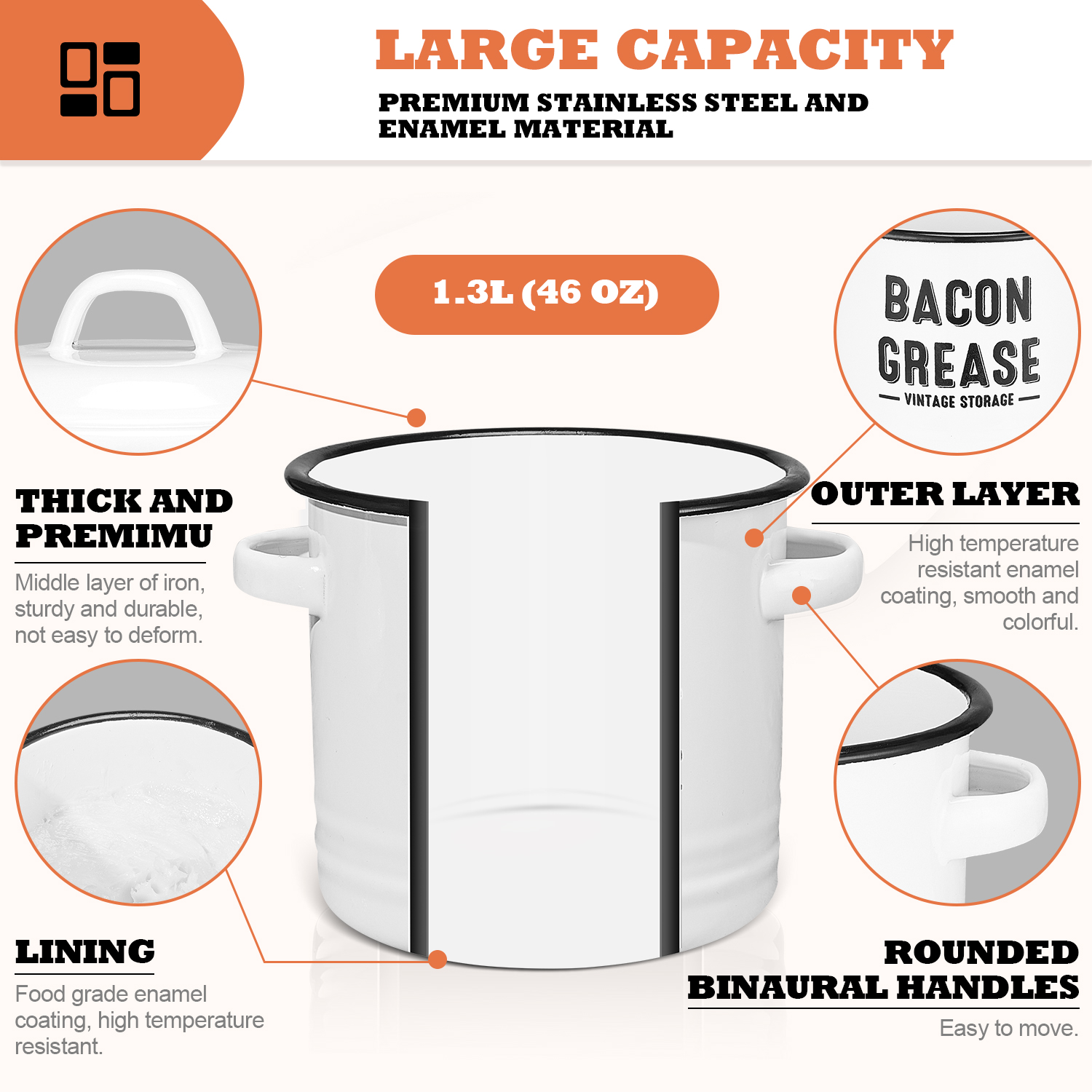 Bacon Grease Container with St - Xl Food Storage Containers With Lids のレビューと価格