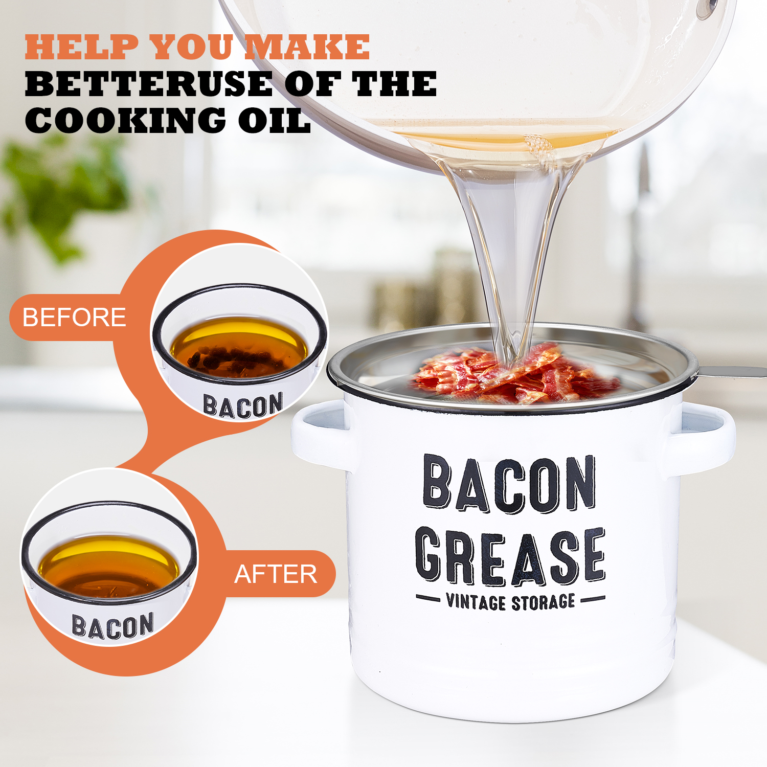 Bacon Grease Container with St - Xl Food Storage Containers With Lids のレビューと価格